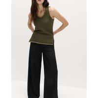 M&S Crinkle Elasticated Waist Wide Leg Trousers Black