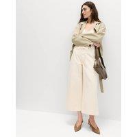 M&S Denim High Waisted Belted Wide Leg Culottes Ecru