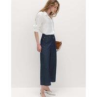 M&S Denim High Waisted Belted Wide Leg Culottes Indigo Mix