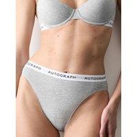 Autograph Lille Cotton High Waisted High Leg Knickers Grey Marl
