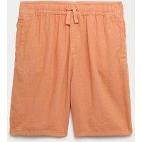 M&S Linen Rich Shorts (6-16 Yrs) Orange