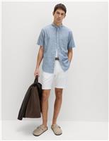 Regular Fit Linen Rich Short Sleeve Shirt
