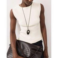 Autograph Crew Neck Fitted Knitted Vest Cream