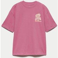 M&S Pure Cotton Bali Adventure Graphic T-Shirt (6-16 Yrs) Raspberry