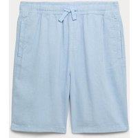 M&S Linen Rich Shorts (6-16 Yrs) Blue