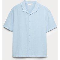 M&S Linen Rich Plain Shirt (6-16 Yrs) Blue
