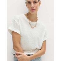 M&S Linen Blend T-Shirt Ivory