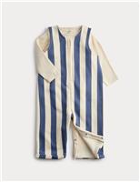 M&S Jersey Striped Dungaree Outfit (0-3 Yrs) Blue Mix
