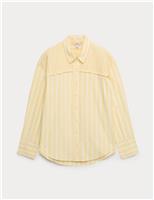 Pure Cotton Shirred Striped Shirt