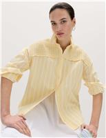 Pure Cotton Shirred Striped Shirt