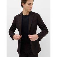 M&S Tailored Fit Micro Check Tweed Jacket Bordeaux