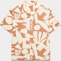 M&S Pure Cotton Printed Shirt (6-16 Yrs) Brown