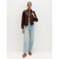 M&S Relaxed High Waisted Gem Embellished Straight Leg Jeans Light Indigo