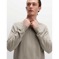 M&S Cotton Rich Knitted Polo Shirt Putty