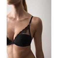 Autograph Seoul Mesh Embroidery Wired Plunge Bra (A-E) Black
