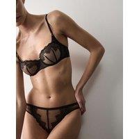 Autograph Seoul Embroidery Mesh Wired Balcony Bra A-E Black