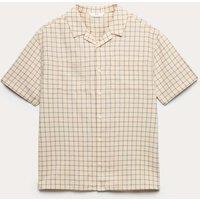 M&S Cotton Rich Micro Check Shirt (6-16 Yrs) Ecru