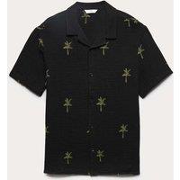 M&S Pure Cotton Palm Tree Patterned Shirt (6-16 Yrs) Black