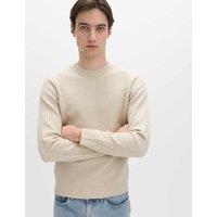 M&S Cotton Blend Textured Crew Neck Jumper Ecru