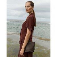 JAEGER Pure Silk Lace Insert Shirt Rum