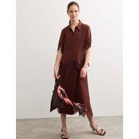 JAEGER Pure Silk Lace Insert Shirt Rum