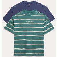 M&S 2 Pack Pure Cotton Good Vibes T-Shirts (6-16 Yrs) Green Mix