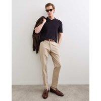 JAEGER Merino Wool with Silk Knitted Polo Shirt Navy
