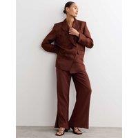 JAEGER Pure Silk Organza Double Breasted Longline Blazer Rum