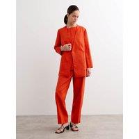 JAEGER Linen Rich Colarless Longline Jacket Tangerine