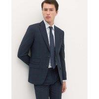 M&S SARTORIAL Regular Fit Pure Wool Checked Suit Jacket Navy