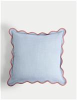 Pure Cotton Large Embroidered Scallop Cushion