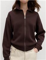 Zip Up Knitted Collared Bomber Cardigan