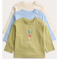M&S 3 Pack Pure Cotton Vegetable Graphic Tops (0-3 Yrs) White Mix