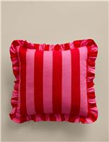 Pure Cotton Striped Frill Cushion