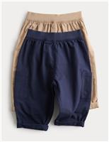 2 Pack Pure Cotton Cargo Trousers (0-3 Years)