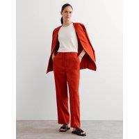 JAEGER Linen Rich Tapered Trousers with Wool Tangerine
