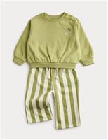 M&S Veg Graphic Sweatshirt and Stripe Trousers (0-3 Yrs) Green Mix