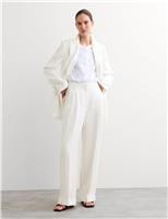 JAEGER Pleat Front Wide Leg Trousers Ivory