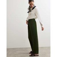 JAEGER Lyocell Rich Elasticated Waist Tapered Trousers Dark Green