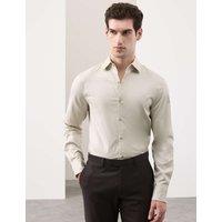 Autograph Slim Fit Cotton Performance Shirt Natural