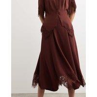 JAEGER Lace Insert Midi Skirt Rum
