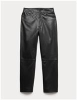 Leather Straight Leg Trousers