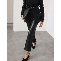 Autograph Leather Straight Leg Trousers Black