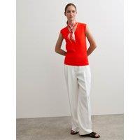 JAEGER Textured V-Neck Knitted Vest Tangerine
