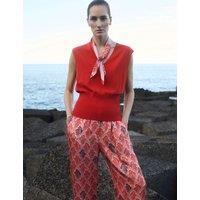 JAEGER Textured V-Neck Knitted Vest Tangerine
