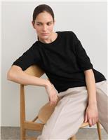 Cotton Rich Pointelle T-Shirt with Cashmere