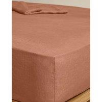 M&S Pure Linen Deep Fitted Sheet Dark Camel