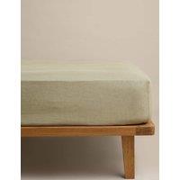 M&S Pure Linen Deep Fitted Sheet Soft Khaki