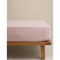 M&S Pure Linen Deep Fitted Sheet Pink