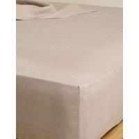 M&S Pure Linen Deep Fitted Sheet Putty